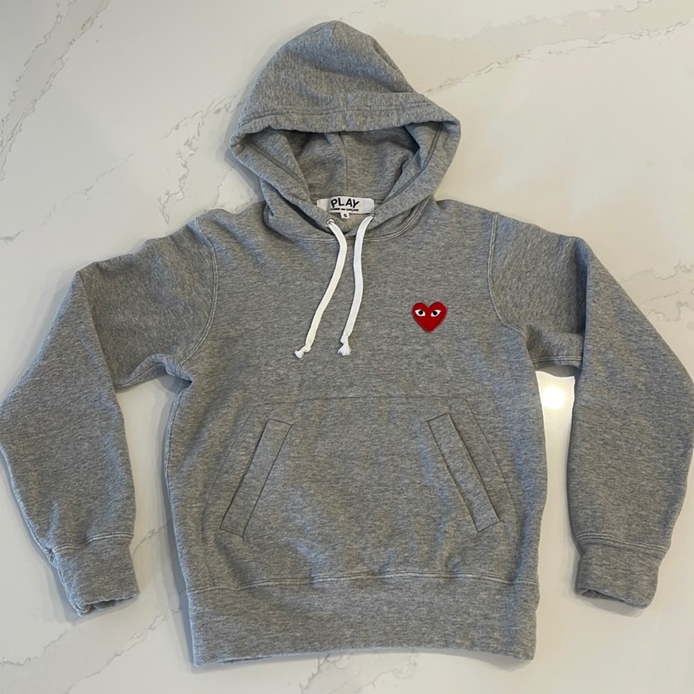Comme des Garcons Gray Hoodie with Red Heart LIKE NEW